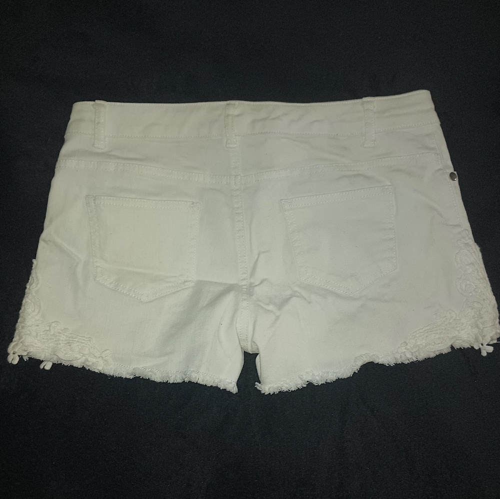White Denim Crochet Shorts - Picture 7 of 12
